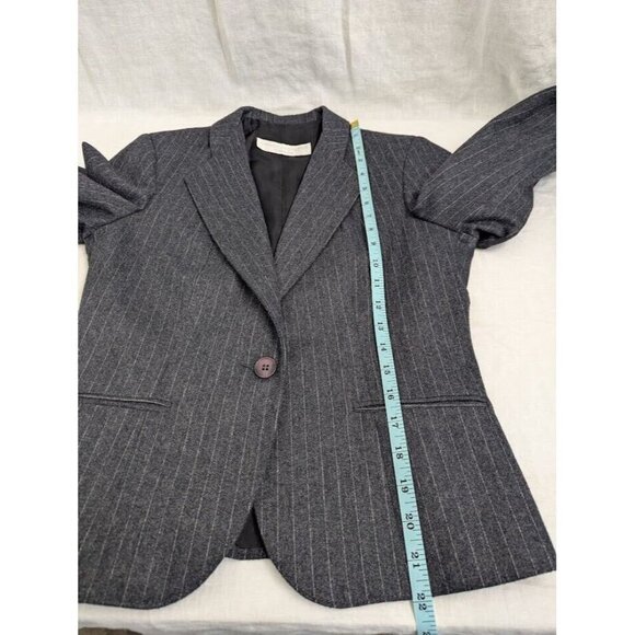 Nanci Jennifer Canada women's 5 wool blend suit jacket, gray white pin stripe - Picture 10 of 11